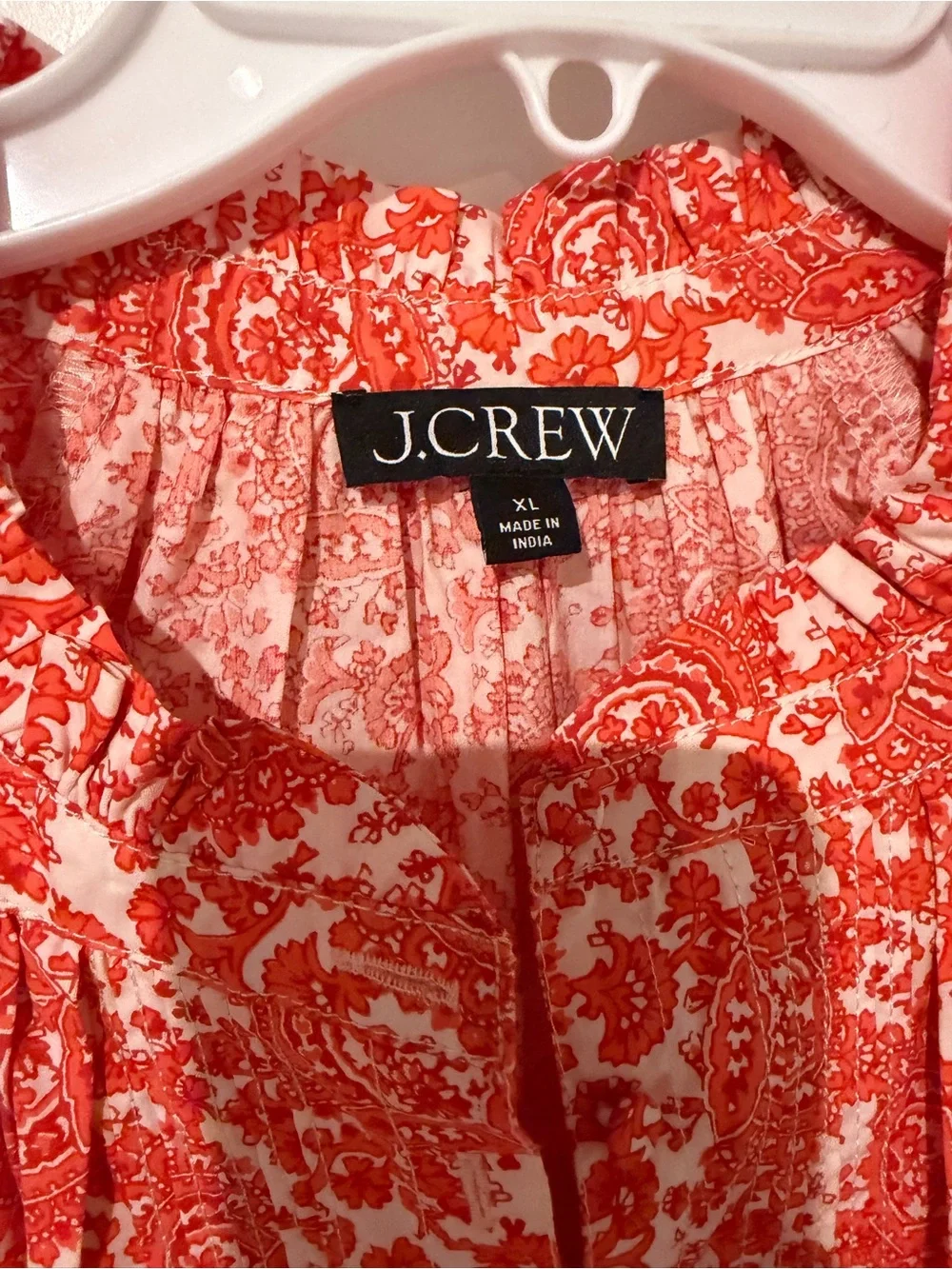 J.Crew Paisley Mini Dress‎ Orange White Ruffle Size XL